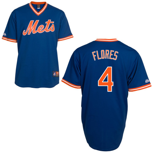 Wilmer Flores #4 MLB Jersey-New York Mets Men's Authentic Alternate Cooperstown Blue Baseball Jersey